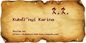 Kubányi Karina névjegykártya